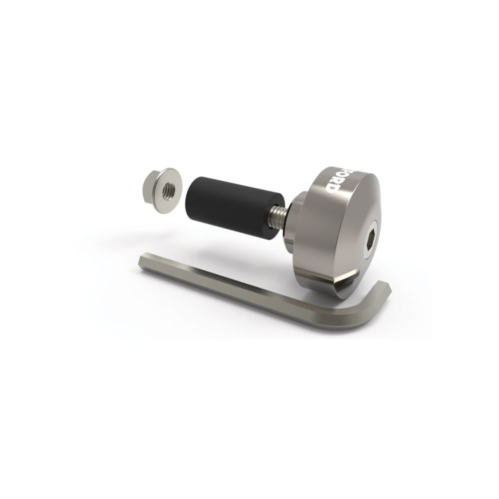 závaží řídítek Bar Ends 1 s redukcí pro vnitřní průměr 13 a 18 mm (vnější 22 a 28,6 mm), OXFORD (stříbrné, pár)