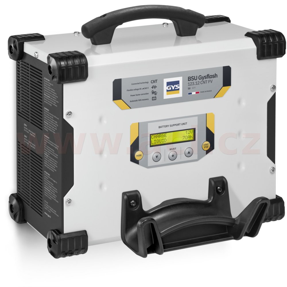 nabíječka/stabilizovaný zdroj GYSFLASH 123.12 CNT FV 12 V, 5-1500 Ah, 120 A, kabely 5 m, menu v češtině