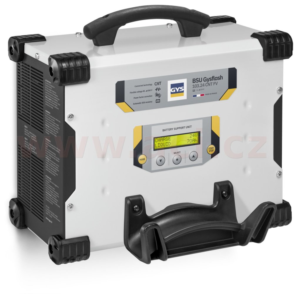 nabíječka/stabilizovaný zdroj GYSFLASH 103.24 CNT FV 6/12/24 V, 5-1200 Ah, 100 A, kabely 5 m, menu v češtině