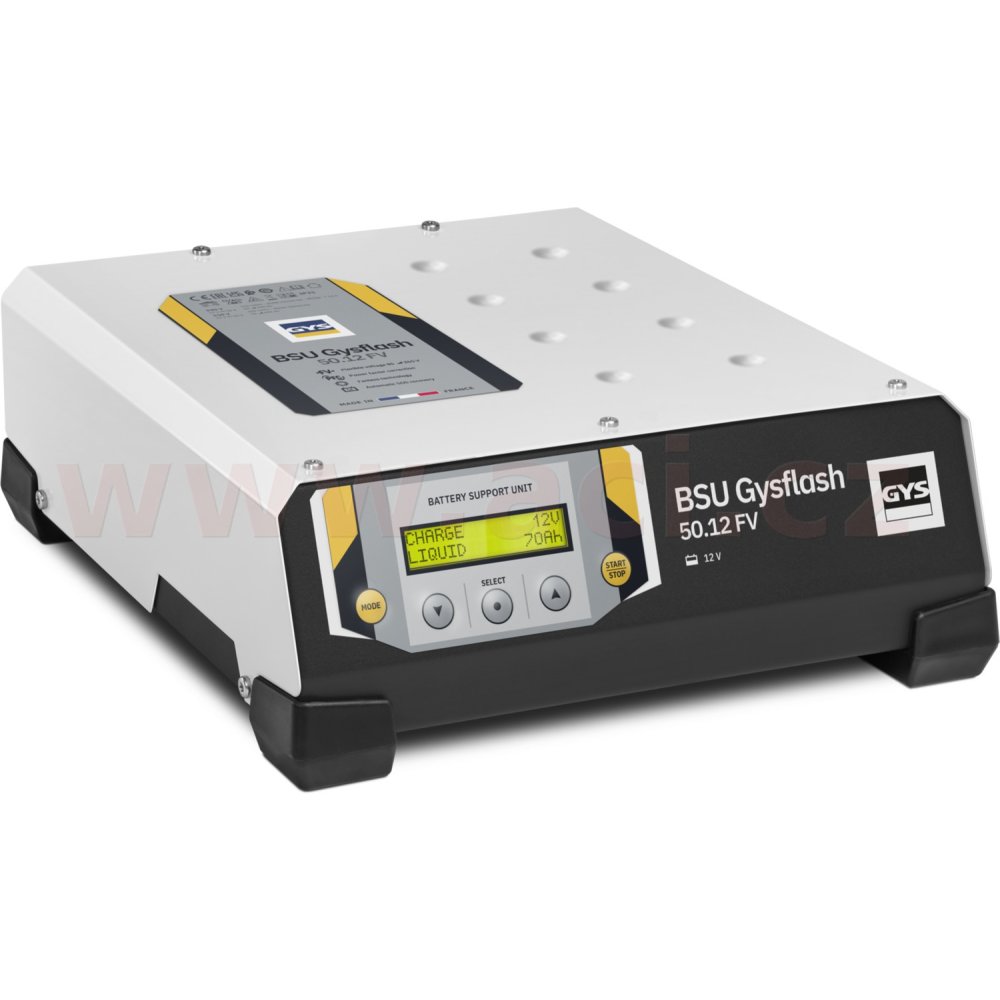 nabíječka/stabilizovaný zdroj GYSFLASH 50.12 HF FV 12 V, 10-600 Ah, 50 A, kabely 2.5 m, menu v češtině