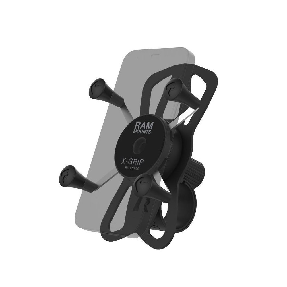 kompletní sestava držáku pro malé telefony X-Grip se "Tough-Strap" stahovacím upínaním na řidítka, RAM Mounts