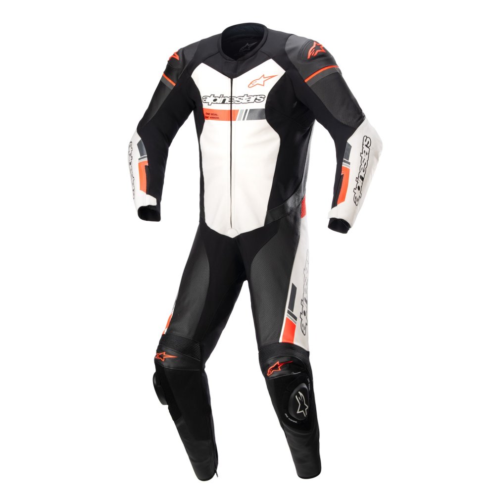 jednodílná kombinéza GP FORCE CHASER, TECH-AIR 5 kompatibilní, ALPINESTARS (černá/bílá/červená fluo) 2025