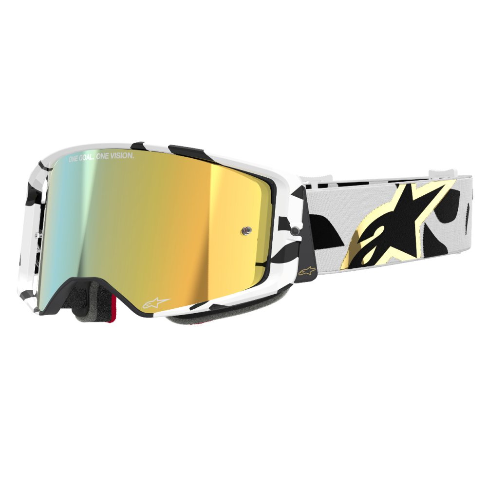 brýle SUPERTECH CORP, ALPINESTARS (bílá/zlatá, zrcadlové zlaté plexi)