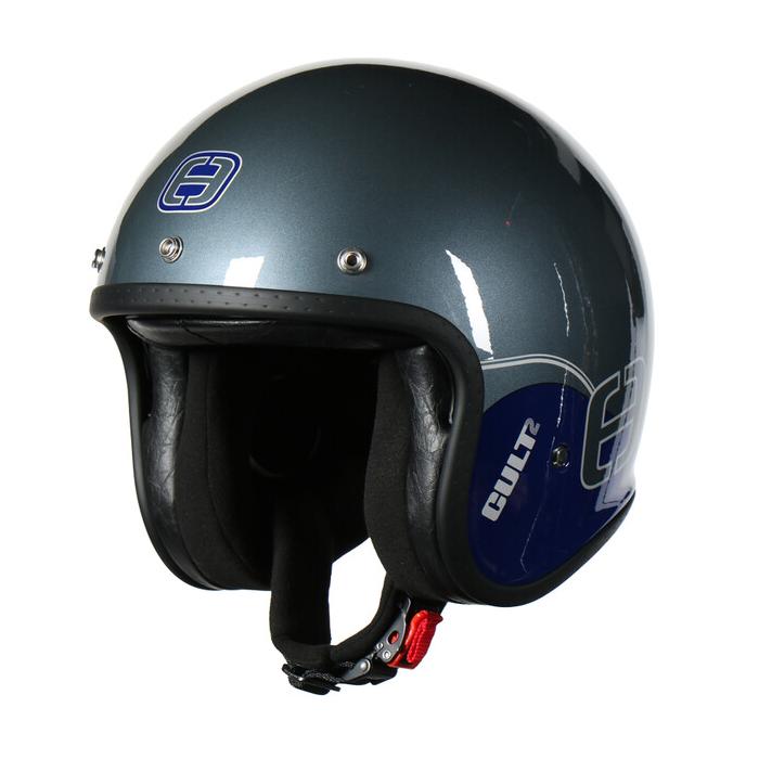 helma na motorku Speeds Cult II titan/modrá/stříbrná lesklá, Velikost S