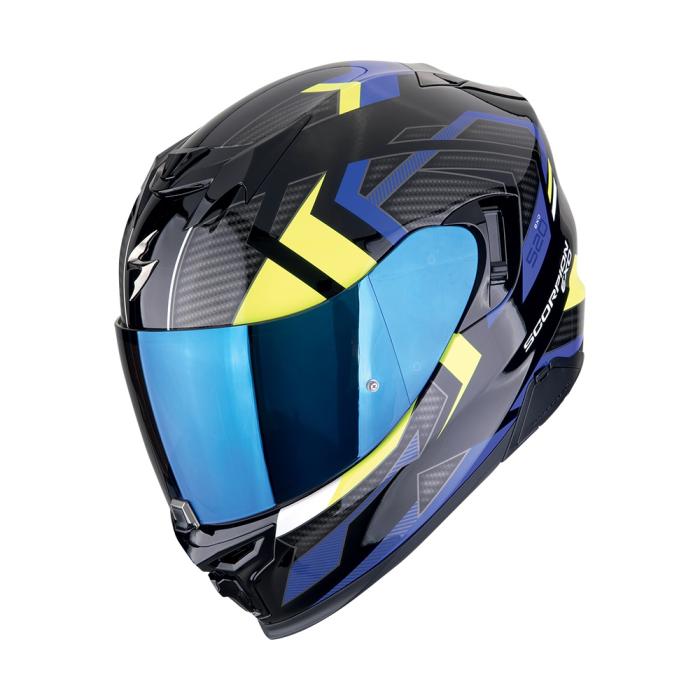 helma na motorku Scorpion EXO 520 Evo Air Sensus černo/modro/fluo žlutá