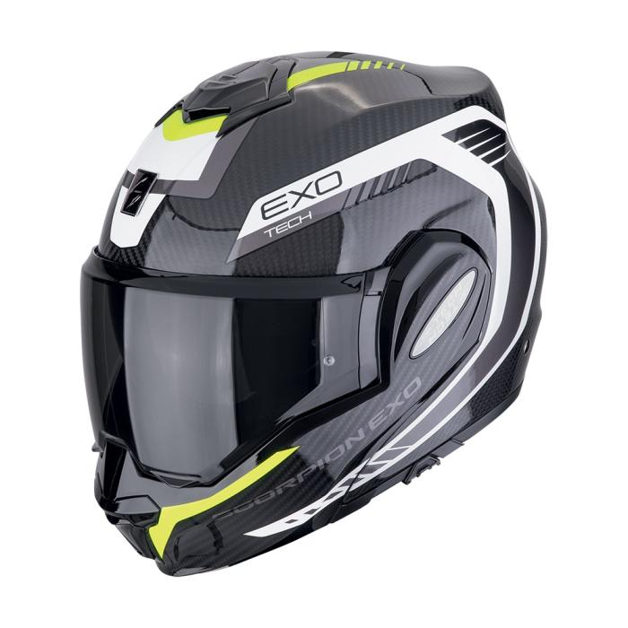 výklopná hema na motorku Scorpion EXO-Tech Evo Carbon Cosy černo/fluo žlutá