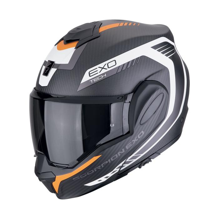 helma na motorku Scorpion EXO-Tech Evo Carbon Cosy matná černo/oranžová
