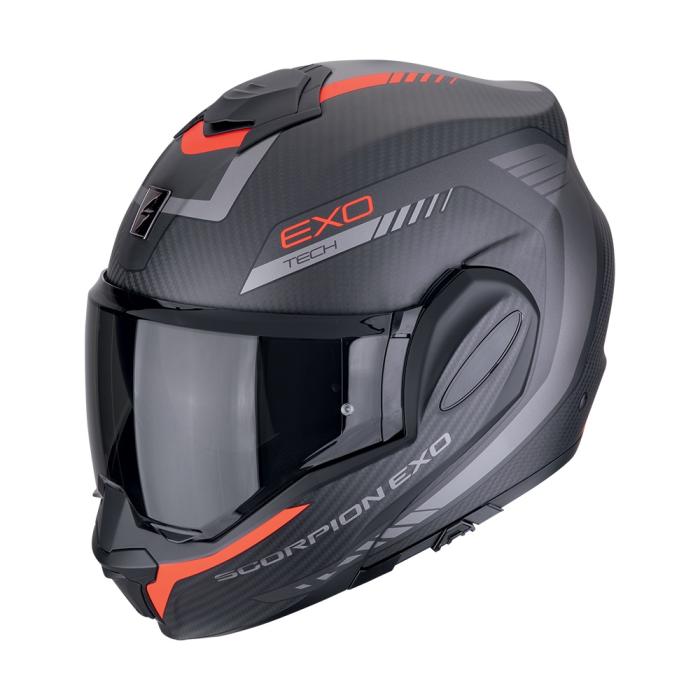 helma na motorku Scorpion EXO-Tech Evo Carbon Cosy matná černo/červená, Velikost L
