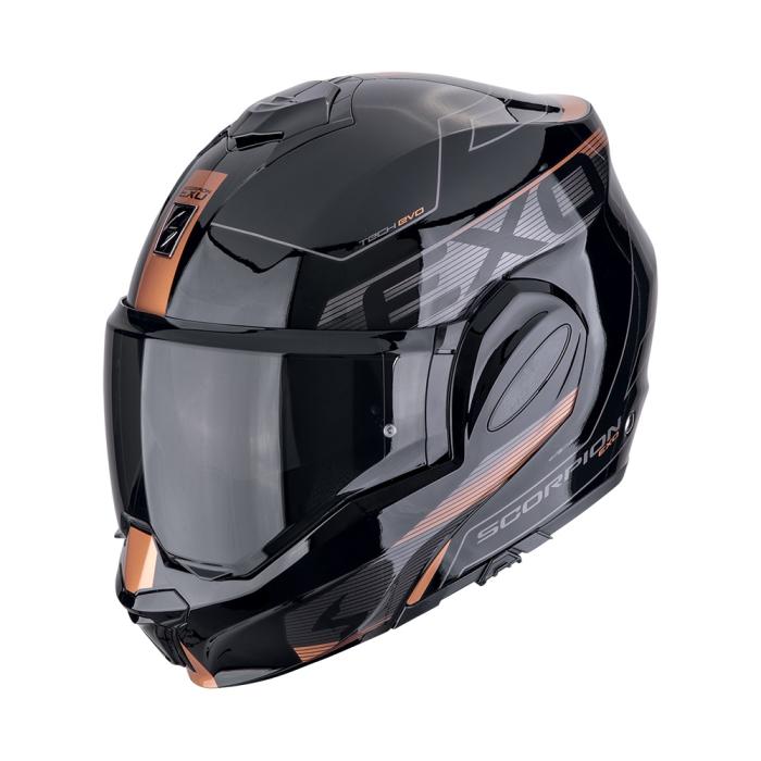 vyklápěcí helma na motorku Scorpion EXO-Tech Evo Traveller černo/měděná, Velikost M