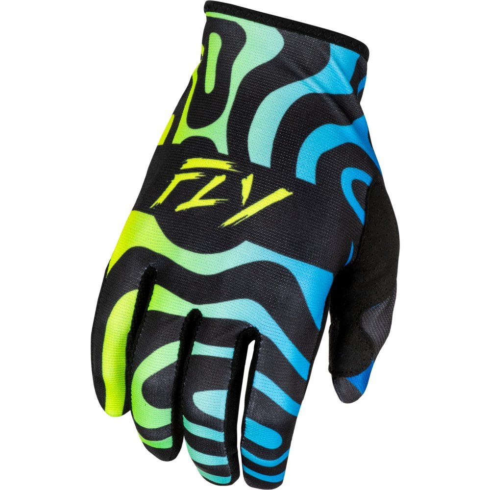rukavice LITE, FLY RACING - USA 2025 (černá/modrá/hi-vis)
