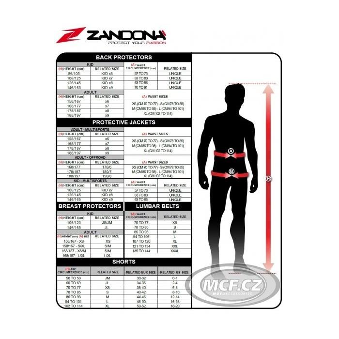 páteřák Zandona Shield EVO, Počet lamel 7, Velikost/obvod pasu M