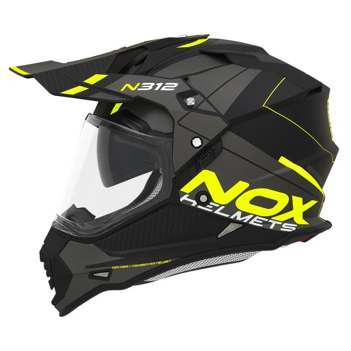 helma na motorku N312 DRONE, NOX (černá matná,žlutá), Velikost M