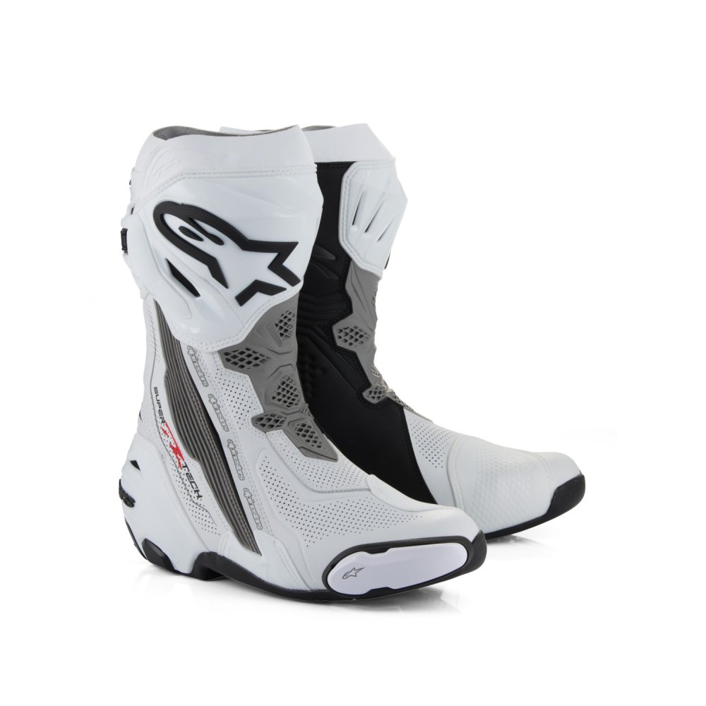 boty SUPERTECH R VENTED, ALPINESTARS (bílá/světle šedá/černá, perforovaná obšívka) 2025