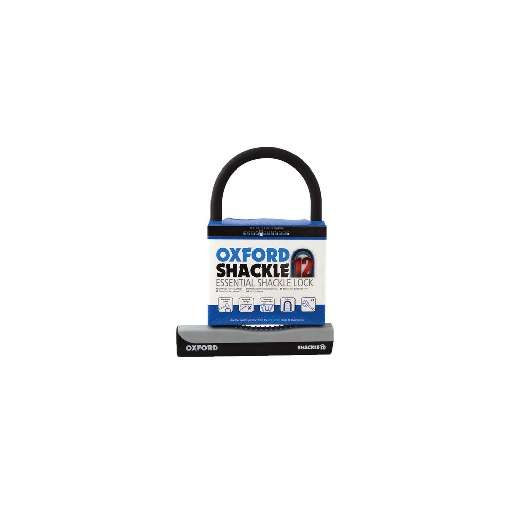 zámek U profil Shackle 12, OXFORD (šedý/černý, 245 x 190 mm, průměr čepu 12 mm)