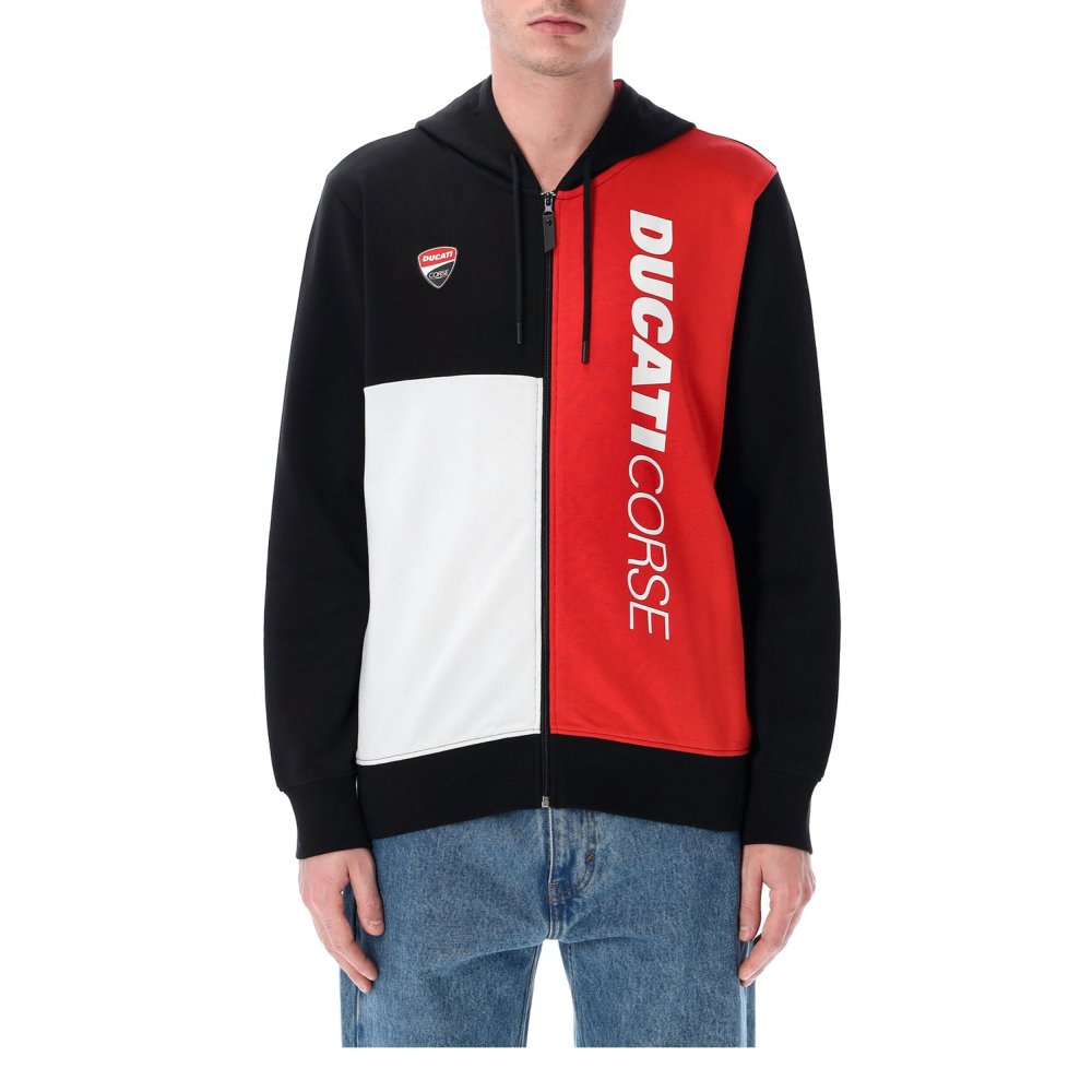 mikina na zip DUCATI Corse, (červená, černá, bílá)