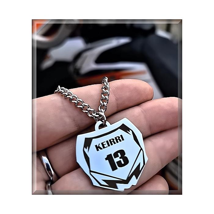 motorkářský přívěšek Motocross Tag s gravírováním