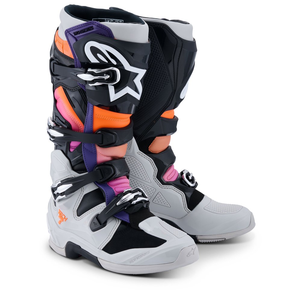 boty TECH 7, ALPINESTARS (černá/světle šedá/oranžová fluo/gradient) 2026