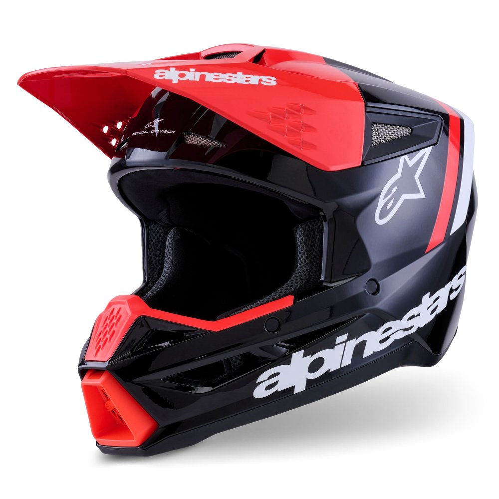 přilba S-M3 RADIUM, ALPINESTARS (černá/červená fluo/bílá) 2026