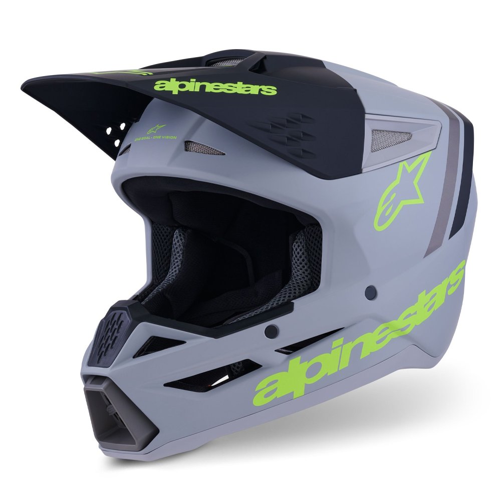 přilba S-M3 RADIUM, ALPINESTARS (šedá mat/žlutá fluo/černá) 2026