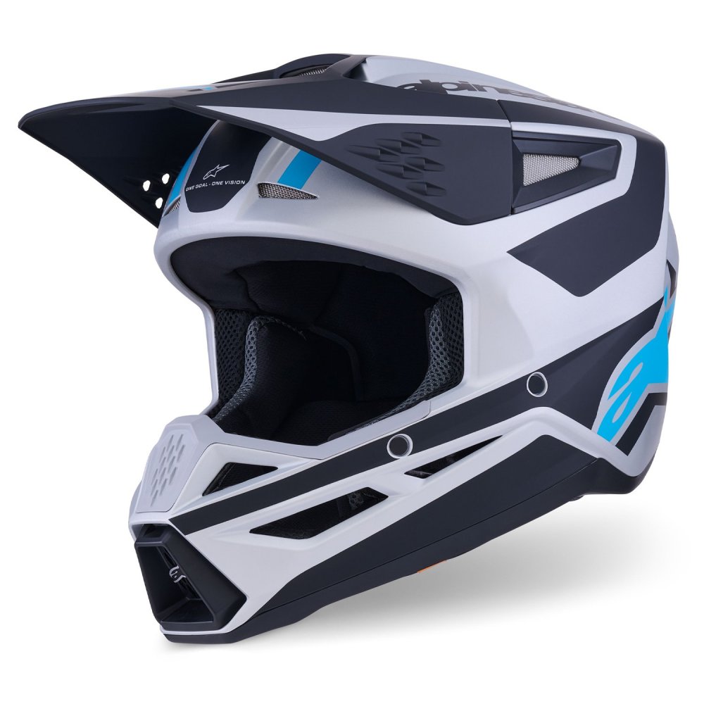 přilba S-M3 HEAT, ALPINESTARS (stříbrná/modrá/černá matná) 2026