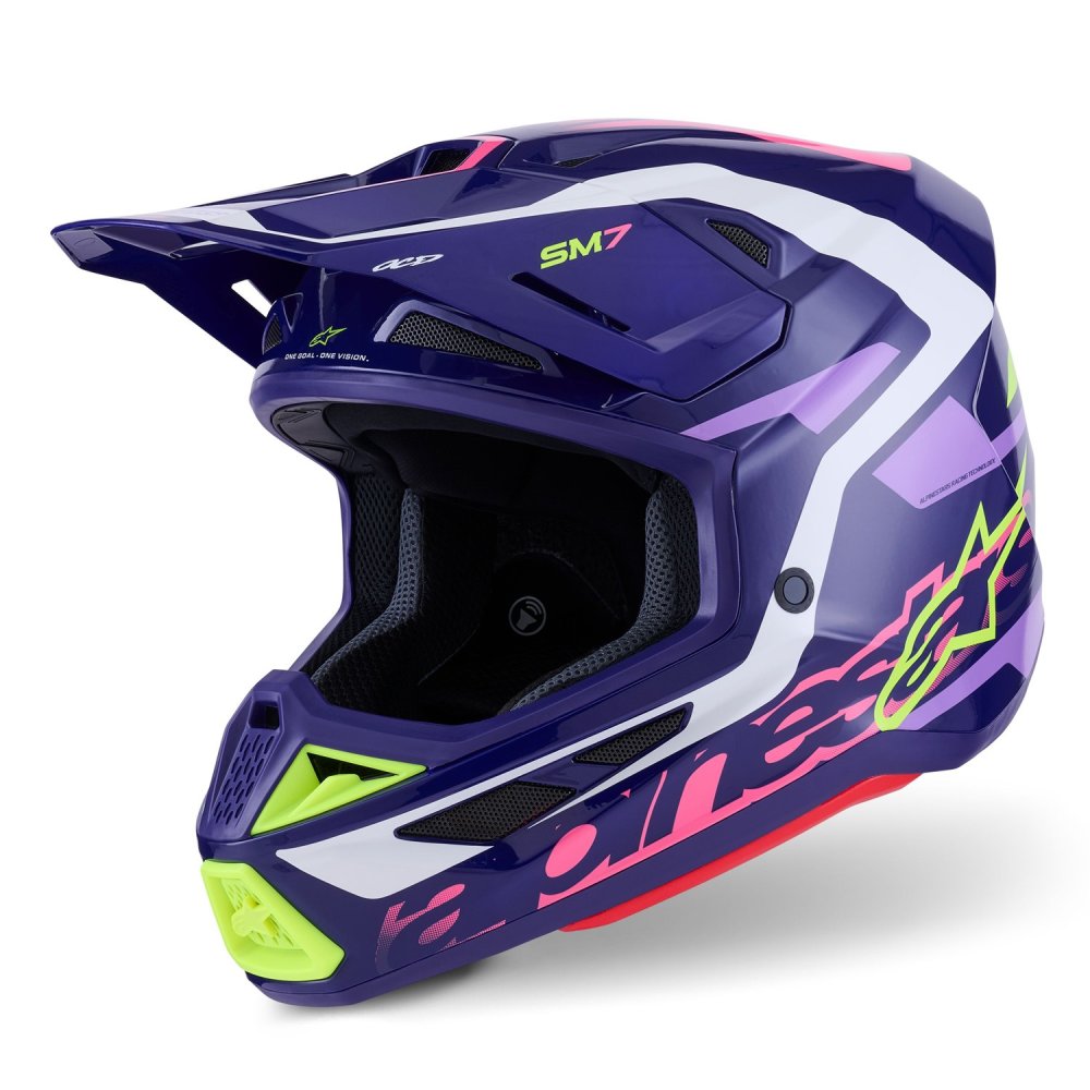 přilba SUPERTECH S-M7 DEED, ALPINESTARS (fialová/růžová/bílá/žlutá fluo) 2026