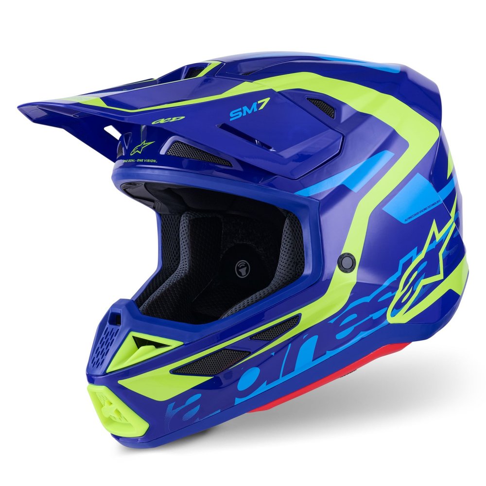 přilba SUPERTECH S-M7 DEED, ALPINESTARS (modrá/žlutá fluo) 2026