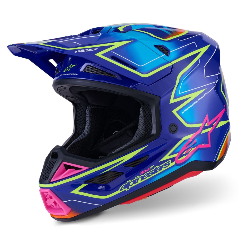 přilba SUPERTECH S-M7 CAST, ALPINESTARS (modrá/růžová/žlutá fluo) 2026