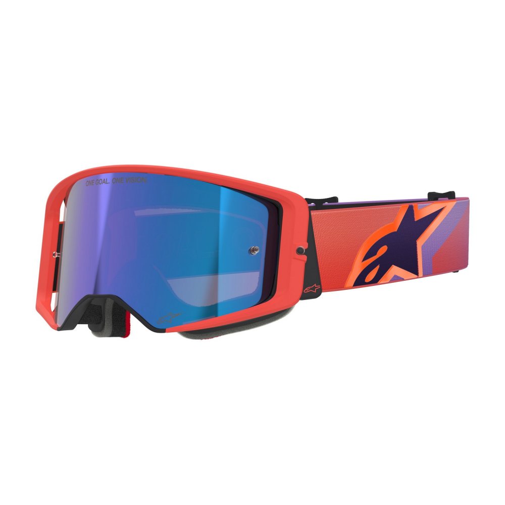brýle SUPERTECH VISION CORP, ALPINESTARS (oranžová/fialová, zrcadlové modré plexi) 2026