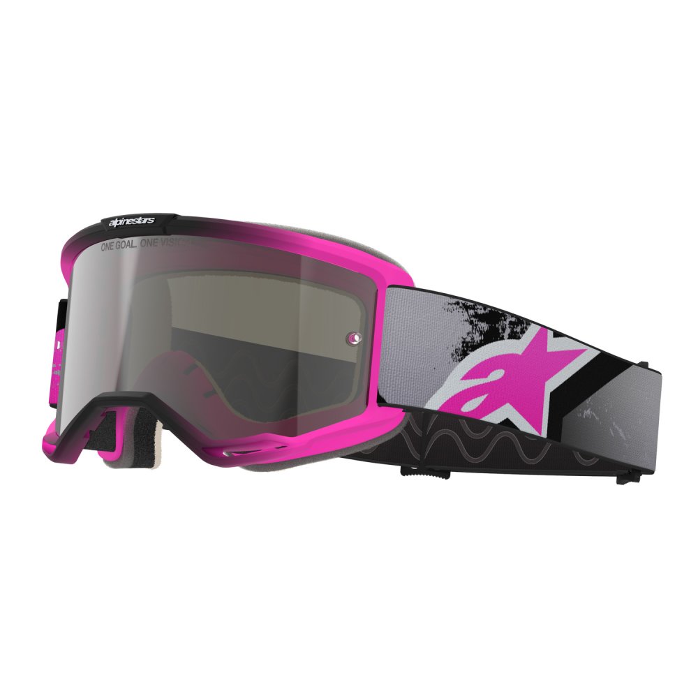 brýle VISION 5 LAHND, ALPINESTARS (růžová fluo/šedá/černá/bílá, zrcadlové stříbrné plexi)