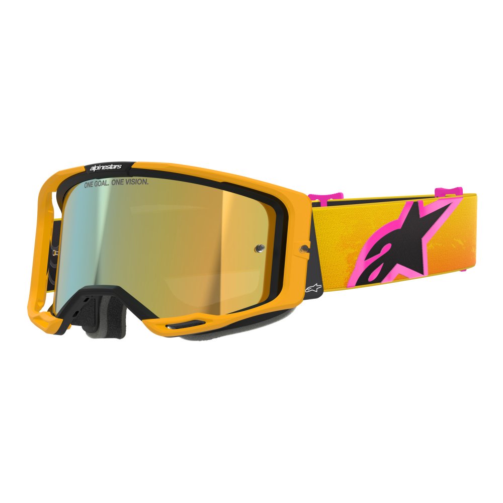 brýle VISION 8 CORP, ALPINESTARS (oranžová/žlutá/růžová, zrcadlové zlaté plexi)