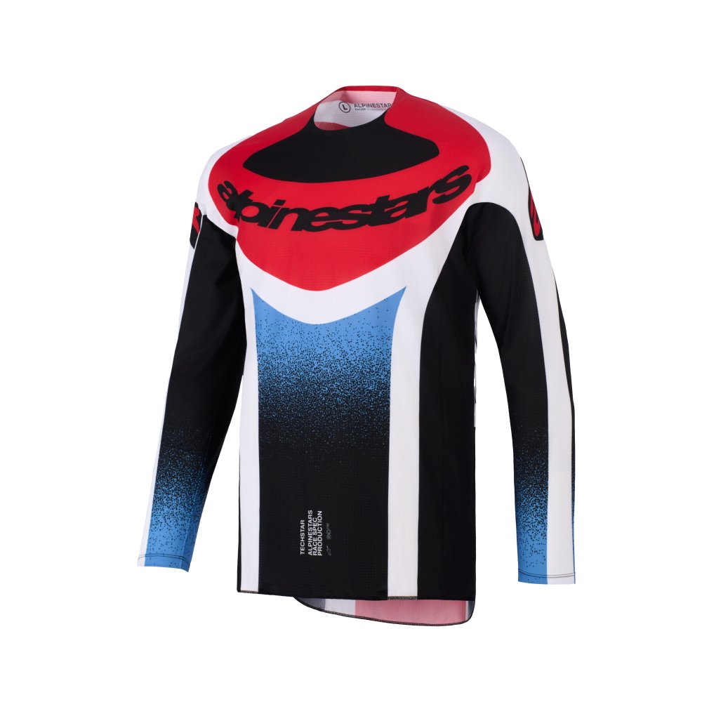 dres TECHSTAR KNIF, ALPINESTARS (černá/bílá/modrá/červená) 2026