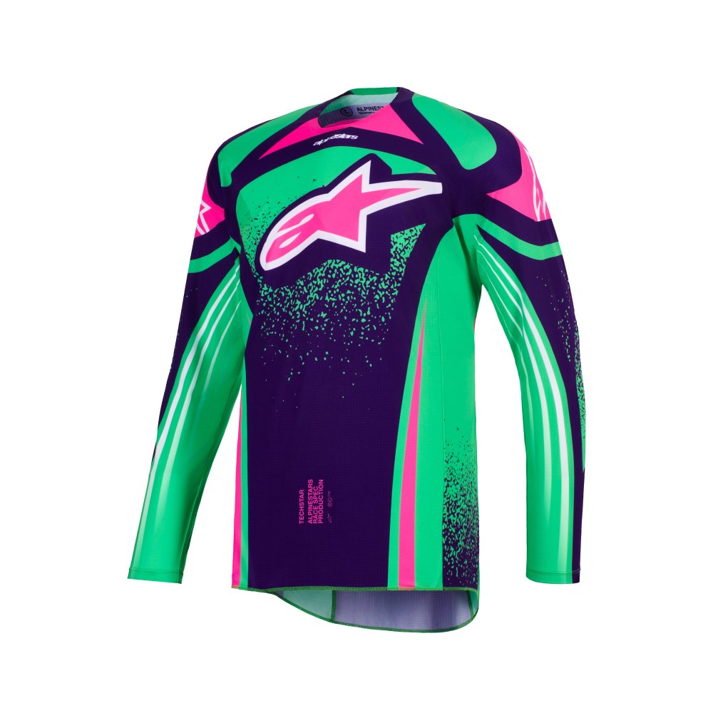 dres TECHSTAR NOMUR, ALPINESTARS (tmavě fialová/zelená/růžová fluo) 2026