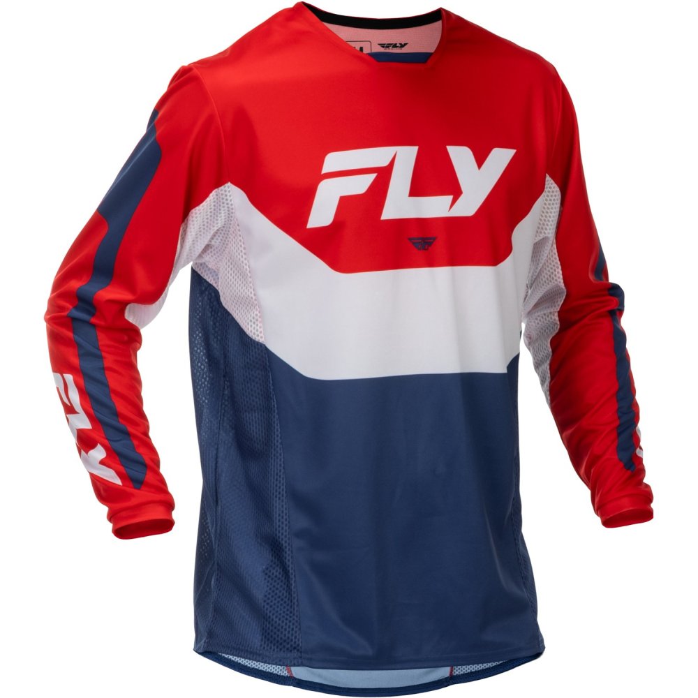 dres KINETIC, FLY RACING - USA 2026 (červená/bílá/modrá, vel. 2XL)