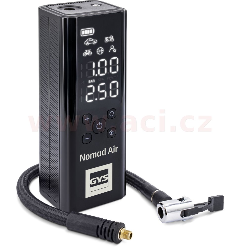 akumulátorový kompresor GYS NOMAD AIR, 3v1,kompresor, powerbanka, LED