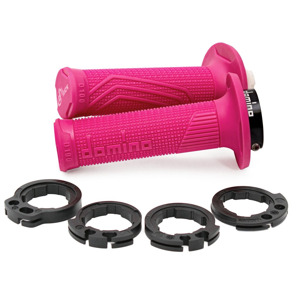 gripy LOCK-ON D100 (offroad) délka 125/130 mm (4 vačky), DOMINO (růžové)