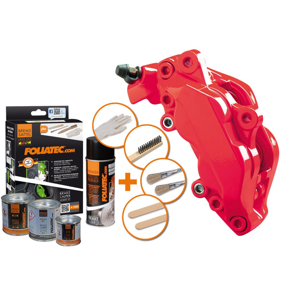 FOLIATEC dvousložková barva na brzdy, barva: červená neonová
