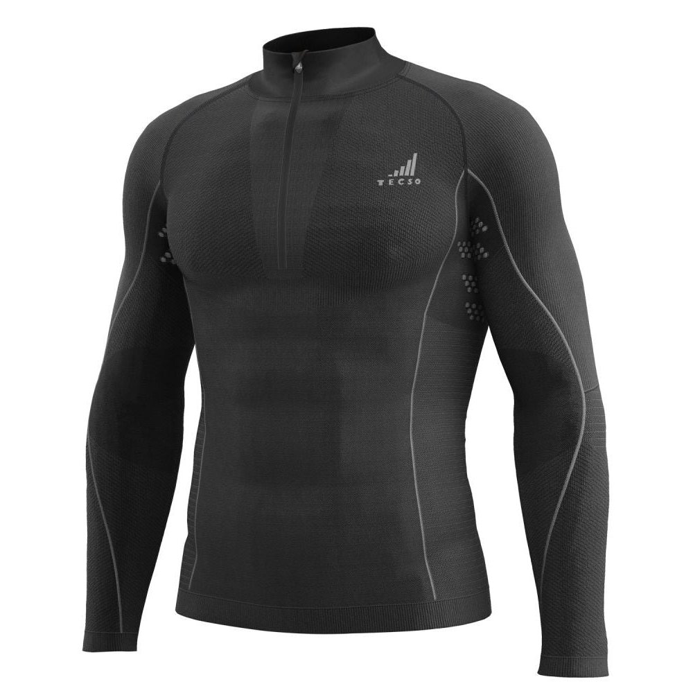 funkční triko s dlouhým rukávem a límcem na zip K-MERINO, unisex TECSO (černá)