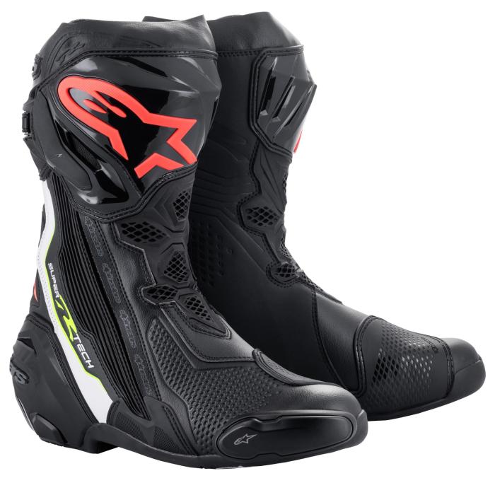 boty SUPERTECH R, ALPINESTARS (černá/bílá/červená fluo/žlutá fluo) 2025, Velikost 40