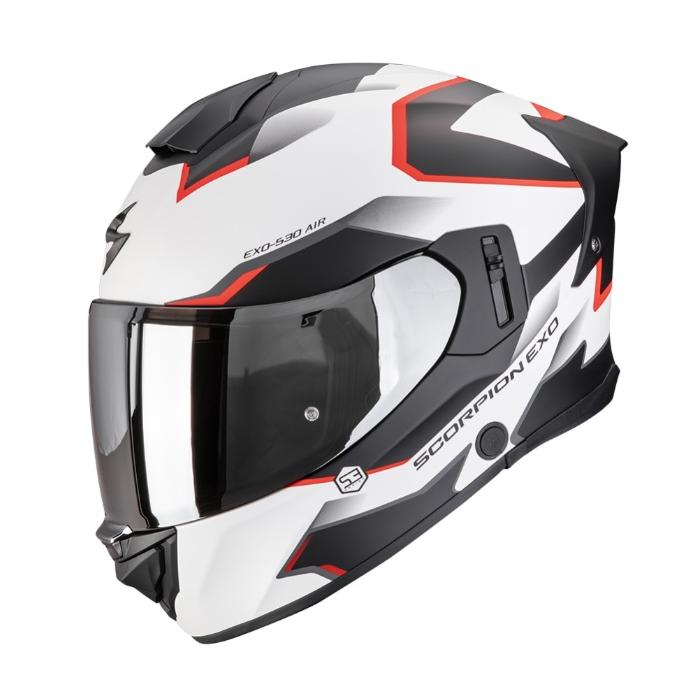 helma na motorka Scorpion EXO-530 Air Clip matná bílo/černo/červená, Velikost L