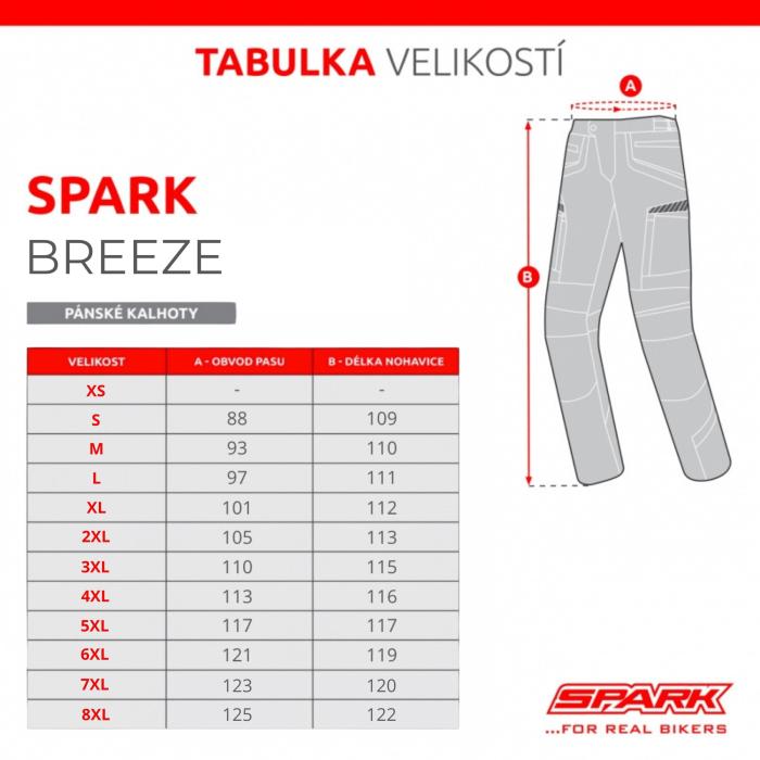 letní kalhoty na motorku Spark Breeze černé, Velikost S