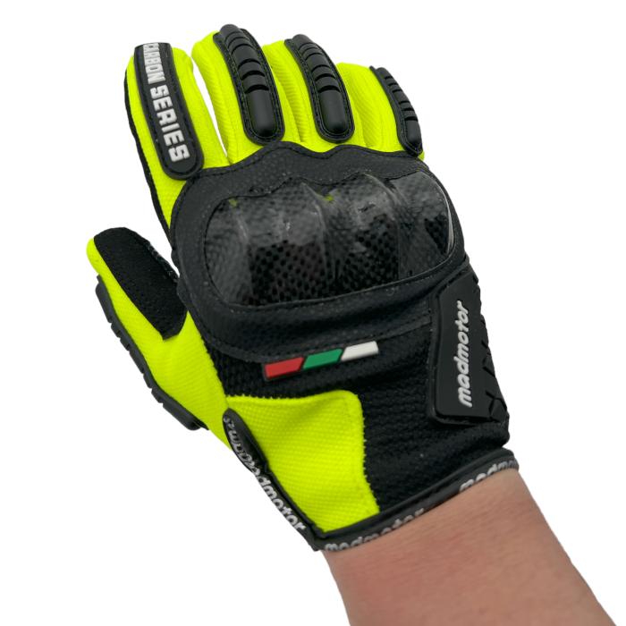 rukavice na motorku Madmotor fluo/černá, Velikost L