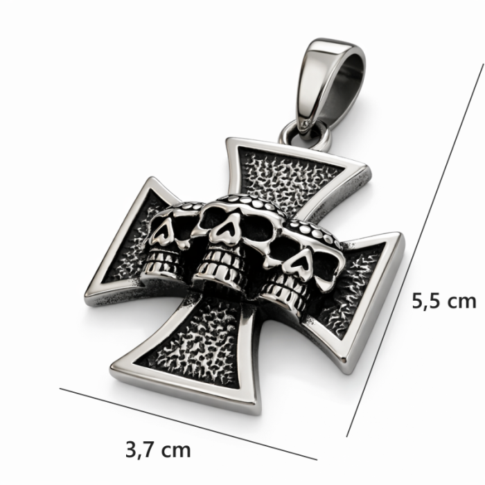 motorkářský přívěšek Maltézský kříž s lebkami