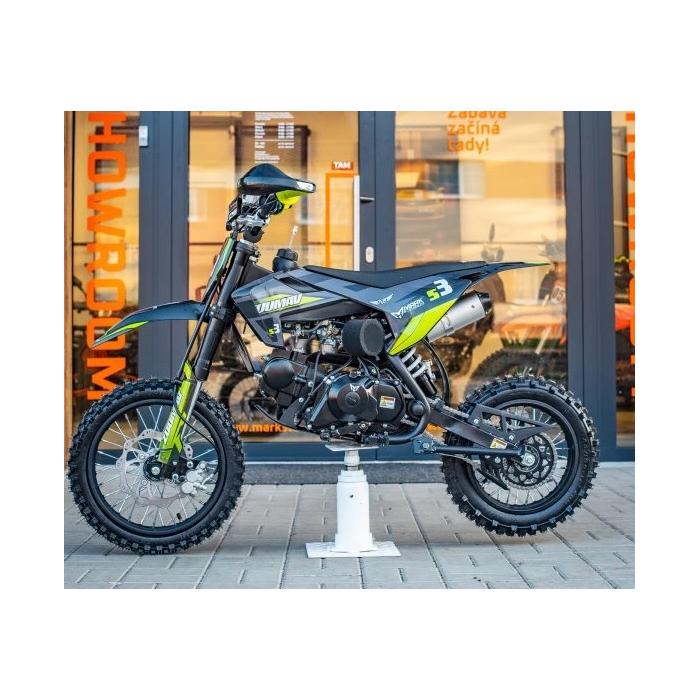 pitbike Zuumav S3 125ccm šedo zelený, Poloautomat se startérem