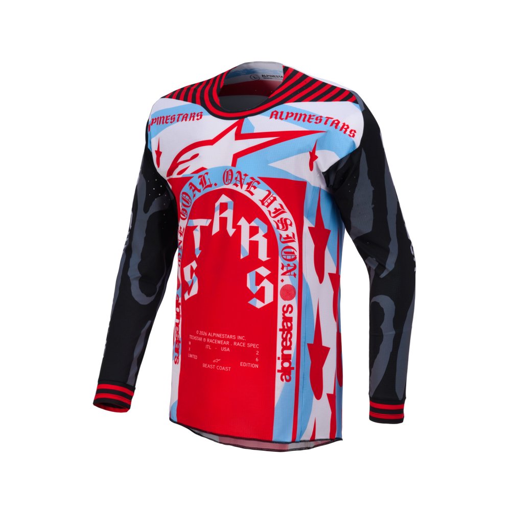dres TECHSTAR limitovaná edice BEAST COAST, ALPINESTARS (šedá/černá/oranžová) 2026