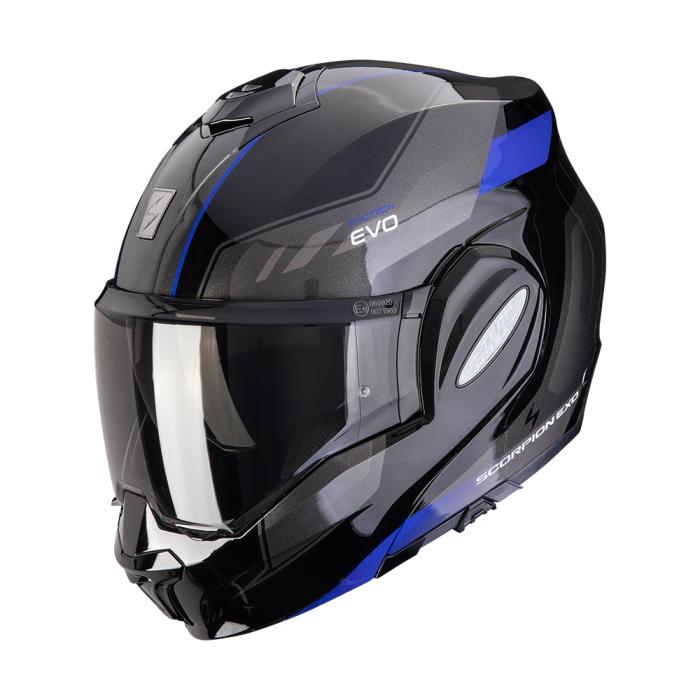 helma na motorku Scorpion EXO-Tech Evo Socius černo/modrá, Velikost XL
