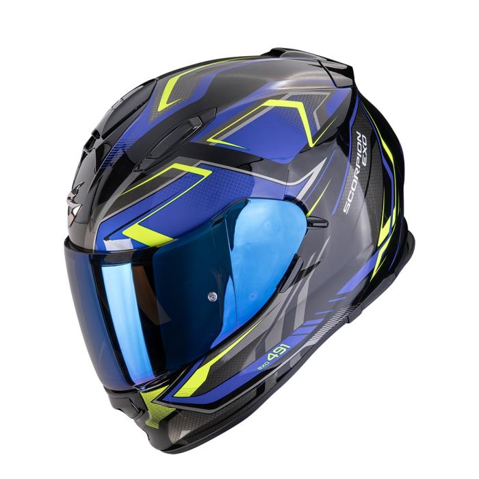 helma na motorku Scorpion EXO 491 Zumo černo/modro/fluo žlutá XXL