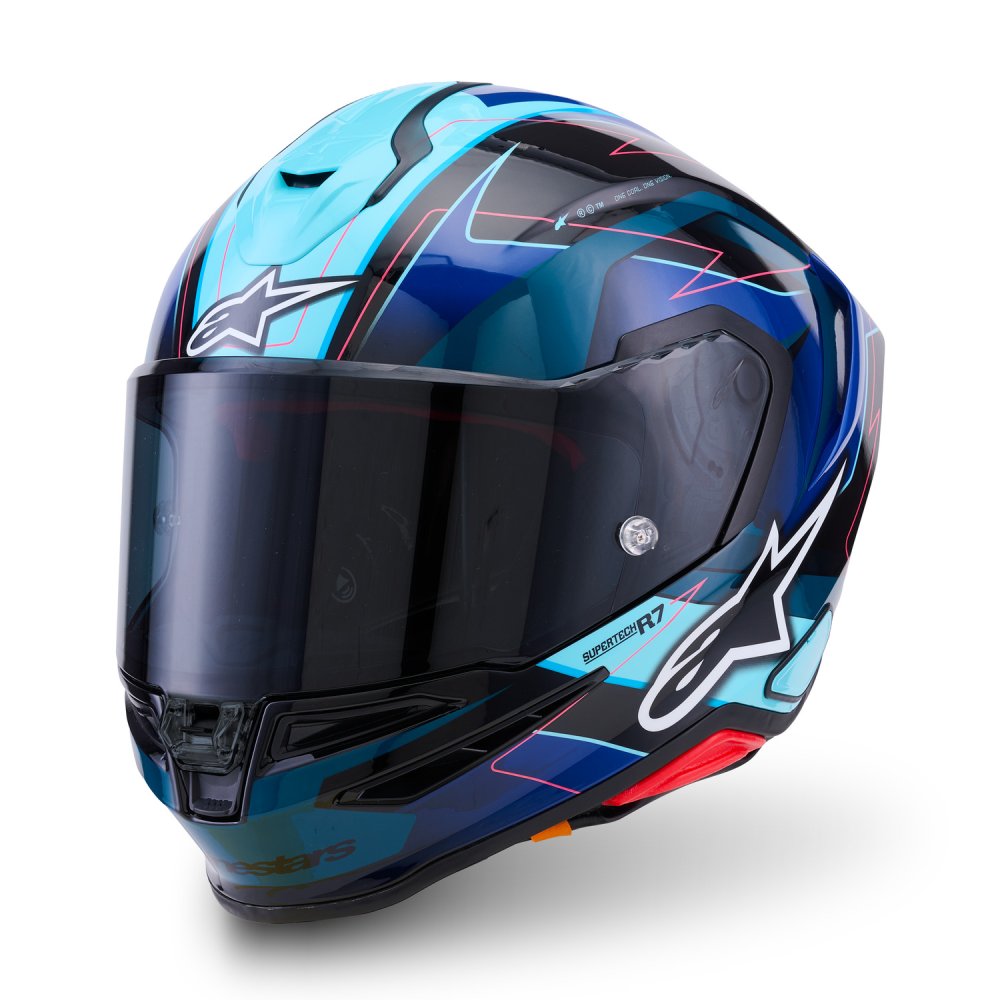 přilba S-R7 KINETIS, ALPINESTARS (černá/modrá/růžová fluo/bílá) 2027