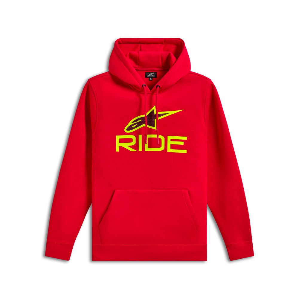 mikina RIDE HOODIE 3, ALPINESTARS (červená/žlutá fluo/černá)