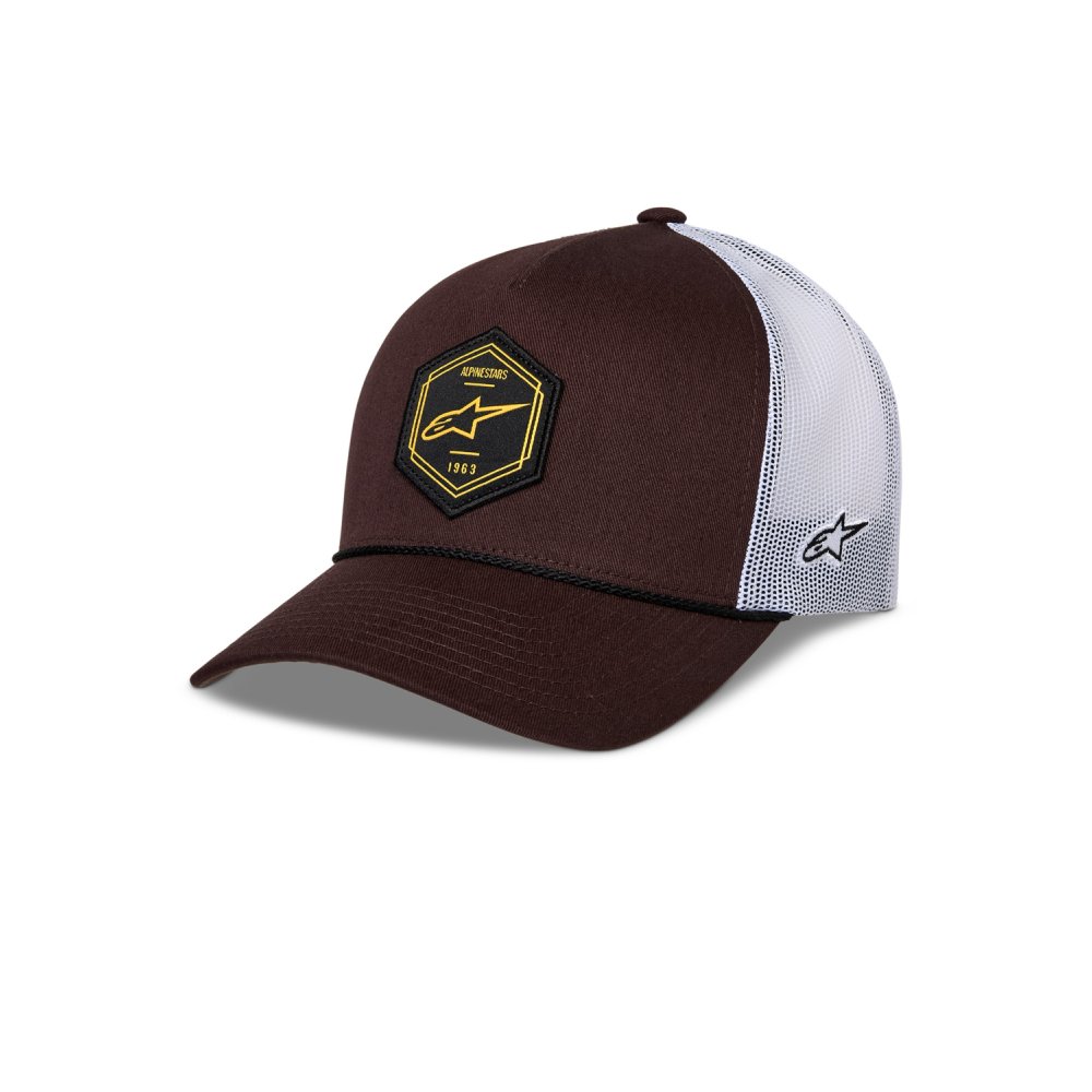 kšiltovka HEXEON TRUCKER, ALPINESTARS (hnědá/bílá)