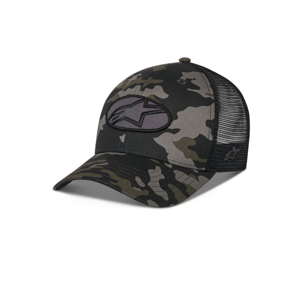 kšiltovka OBLIQUE CAMO TRUCKER, ALPINESTARS (černá camo/černá)